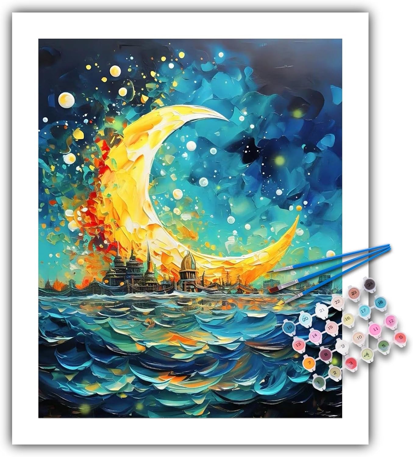 Paint by Numbers Kit for Adults Beginner, Seaside Acrylic Adult Paint by Number Kits on Canvas, Seascapewatercolor Oil Paint by Number for Adults, Perfect for Home Decor Gift 16"X20"