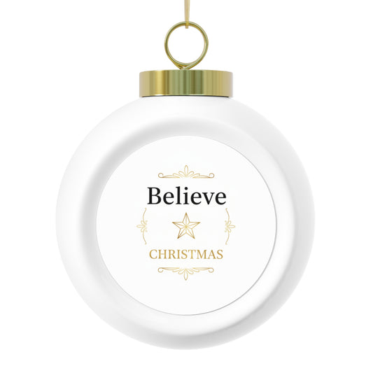 Ceramic Christmas Ball Ornament – Believe Holiday Script