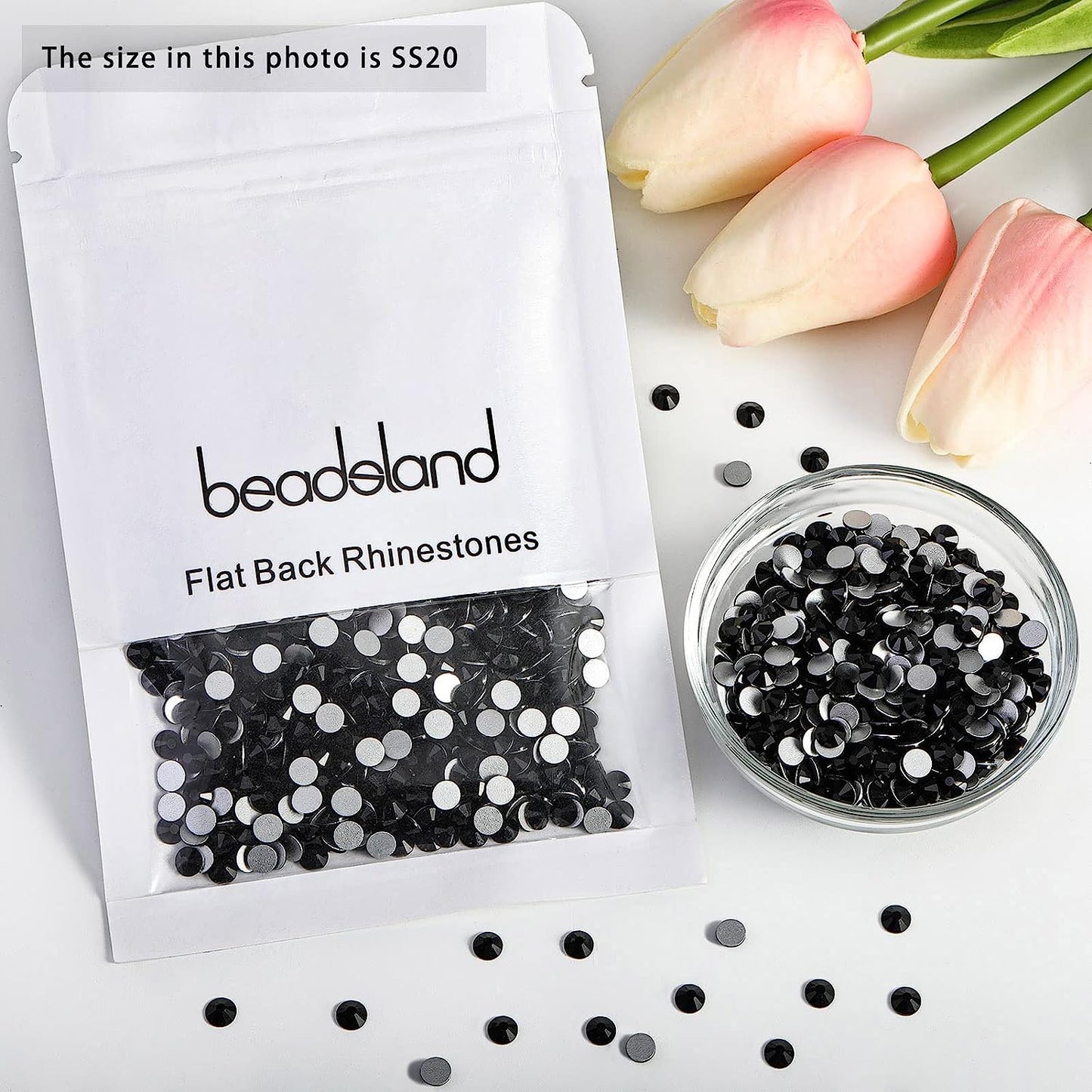 Flat Back Crystal Rhinestones round Gems, Black (4.6-4.8Mm) Ss20/1440Pcs