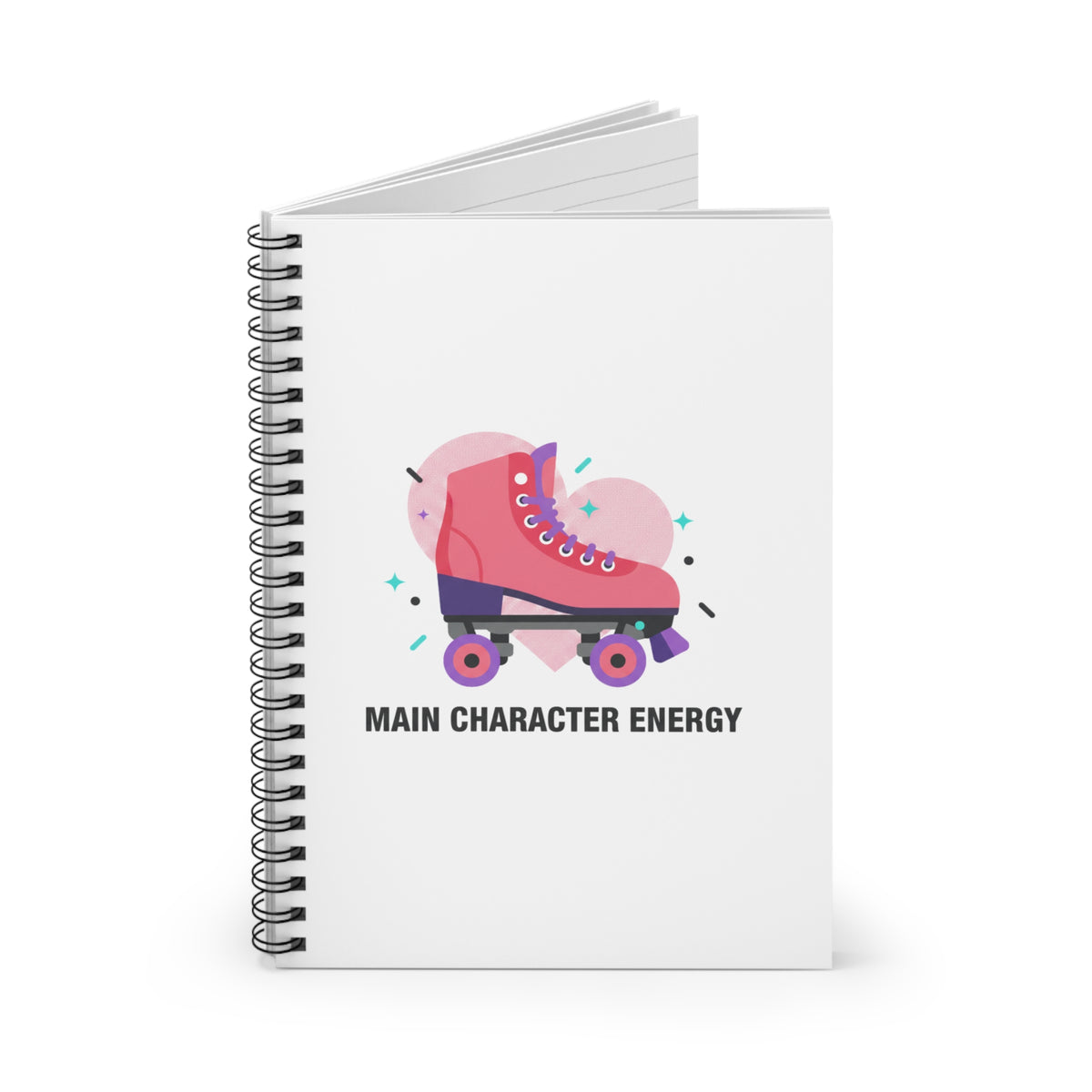 Roller Skate Heart | Spiral Journal Notebook for Notes & Lists | Back to School, Galentine’s Gift | Y2K Valentine Aesthetic