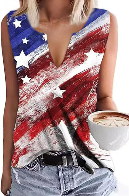 Women American Flag Shirt 4Th of July Independence Day Tank Tops Stars Stripes USA Patriotic Sleeveless Tee