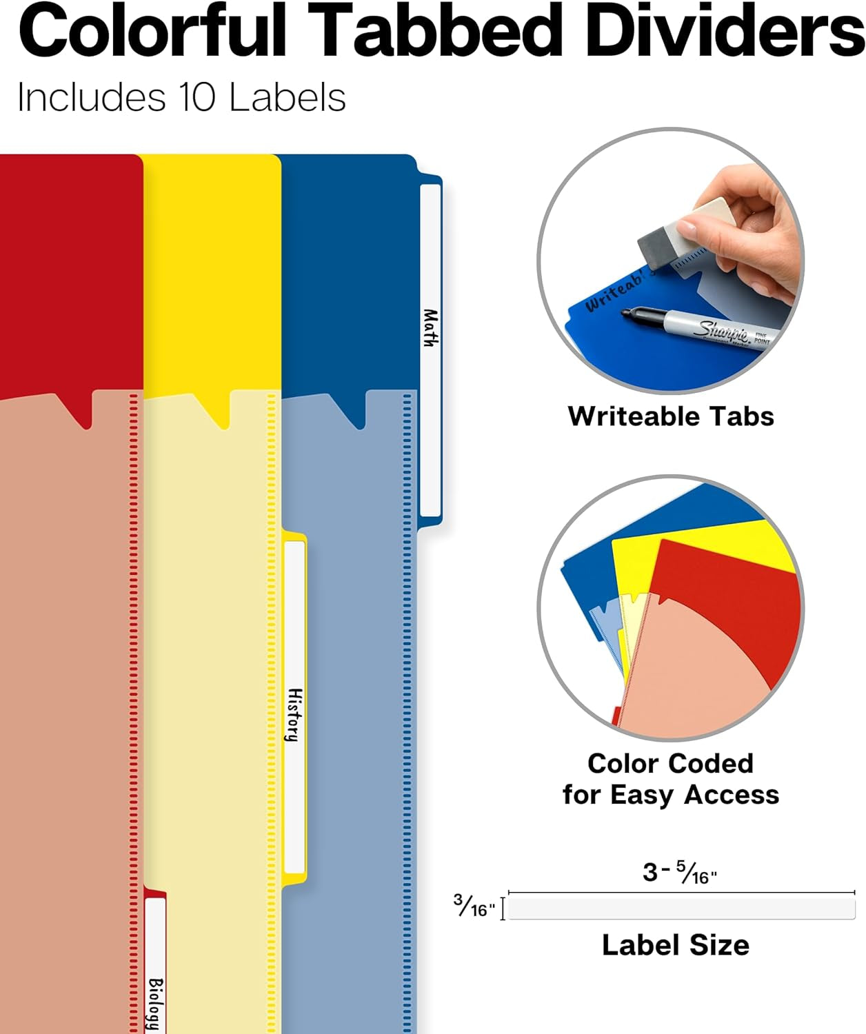 3-Subject Notebook College Ruled 8.5 X 11 (Blue) - 150 Sheets/300 Pages, Spiral Notebook 8.5X11 with Tabs, Movable Dividers, Pockets, Front/Back Plastic Covers, Multi Subject Notebook