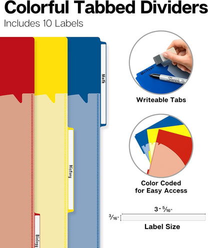 3-Subject Notebook College Ruled 8.5 X 11 (Blue) - 150 Sheets/300 Pages, Spiral Notebook 8.5X11 with Tabs, Movable Dividers, Pockets, Front/Back Plastic Covers, Multi Subject Notebook