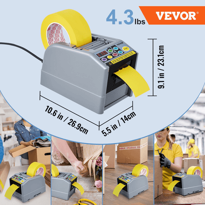 VEVOR Automatic Tape Dispenser Adhesive Electric Tape Cutter Packaging Machine Tape Cutting Machine 6-60mm Tape Width - Loomini