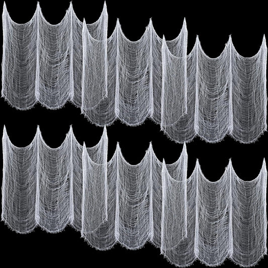 6 Pack Halloween Creepy Cloth 30 X 75 Inches Halloween Decoration Spooky Scary Gauze Cloth White Cheesecloth for Halloween Party Supplies Outdoor Yard Home Wall Doorways