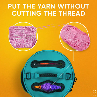 Knitting Bag Yarn Storage - Mother'S Day Gift - Best Durable Canvas Yarn Bag - Yarn Organizer Crochet Bag with Knitting Accessories Case