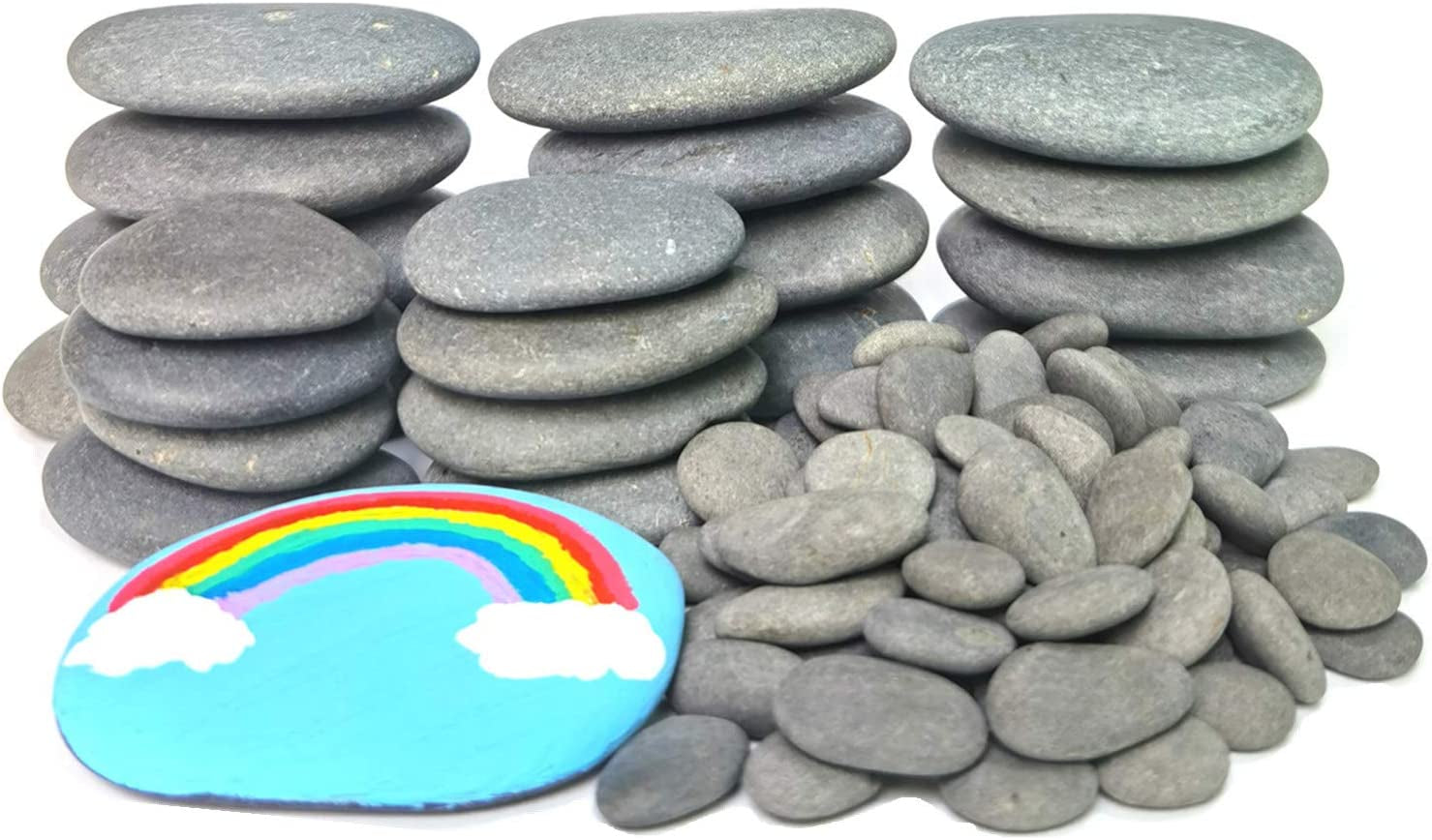 120PCS Painting Rocks, DIY Rocks Flat & Smooth Kindness Rocks for Arts, Crafts, Decoration, Medium/Small/Tiny Rocks for Painting,Hand Picked for Painting Rocks…