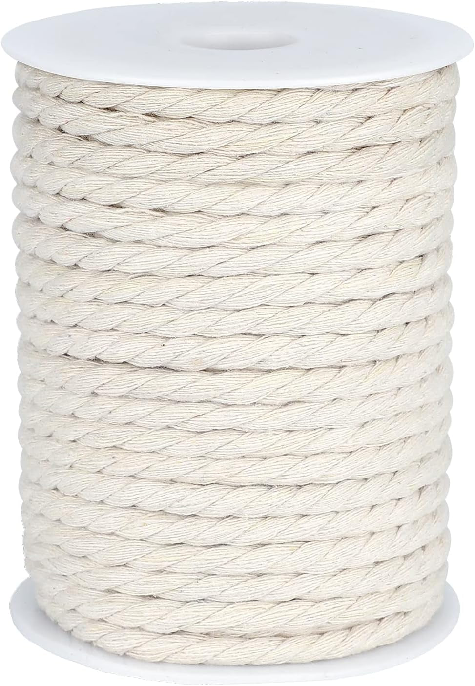 Macrame Cord, White Cotton Rope, 6Mm X 32 Yard Natural White Cotton Macrame Rope, 3 Strand Twisted Cotton String for Wall Hanging, Plant Hangers, Macrame Supplies, DIY Crafts, Knitting