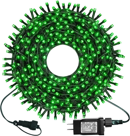 300 LED Green String Lights, 99 FT 8 Twinkle Modes Connectable Plug in Green Wire Fairy Lights, Waterproof Christmas Lights for Party Irish St Patrick'S Day Decorations (Green)