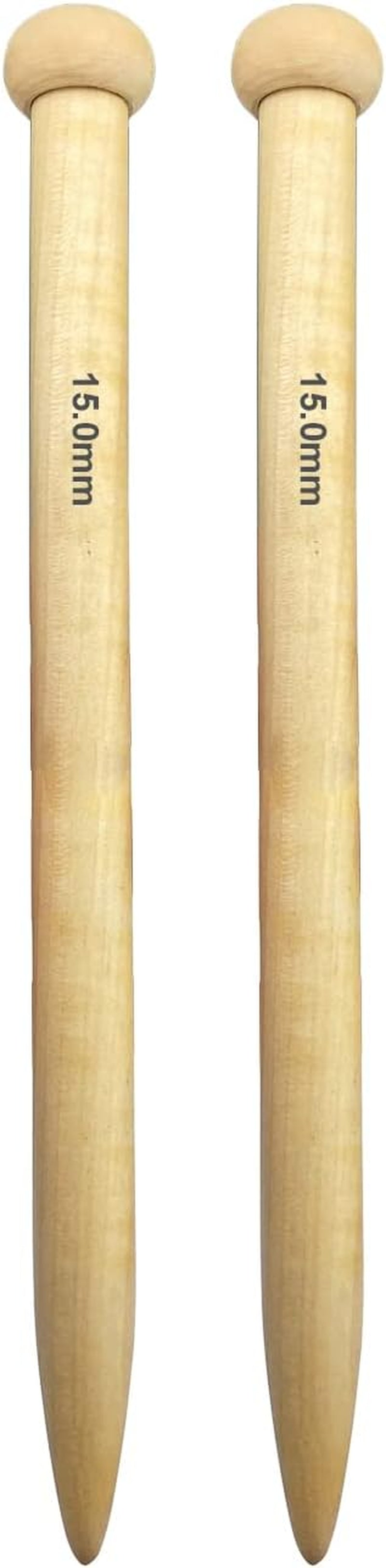 Large Size Bamboo Knitting Needle Straight Single Pointed Thick Knit Needles 10-Inch Length Jumbo Knitting Needles for Huge Chunky Yarn Handmade DIY Knitting,Us Size 15(10Mm)