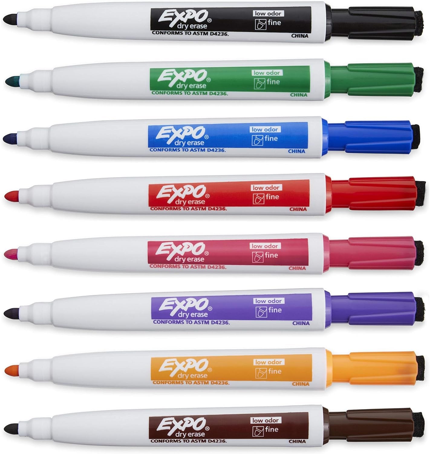 Magnetic Dry Erase Markers with Eraser, Fine Tip, Assorted, 8 Count