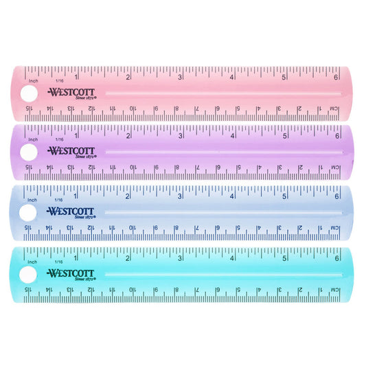 6" Plastic Ruler, Assorted Colors (No Color Choice)