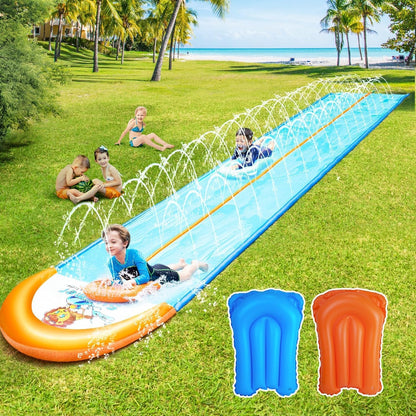 Slip Water and Slide, 15Ft Extra Long Lawn Water Slides for Kids Adults, Double Lanes Racing Backyard Summer Sprinkler and Splash Water Toy, XL Slip Waterslide with 2 Inflatable