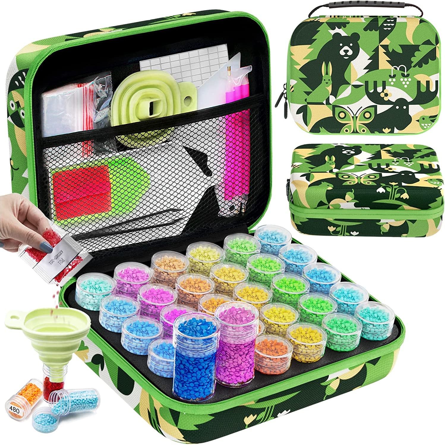 Diamond Painting Storage Boxes, 60 Slots Bead Storage with 5D Diamond Art Accessories and Tools Kit