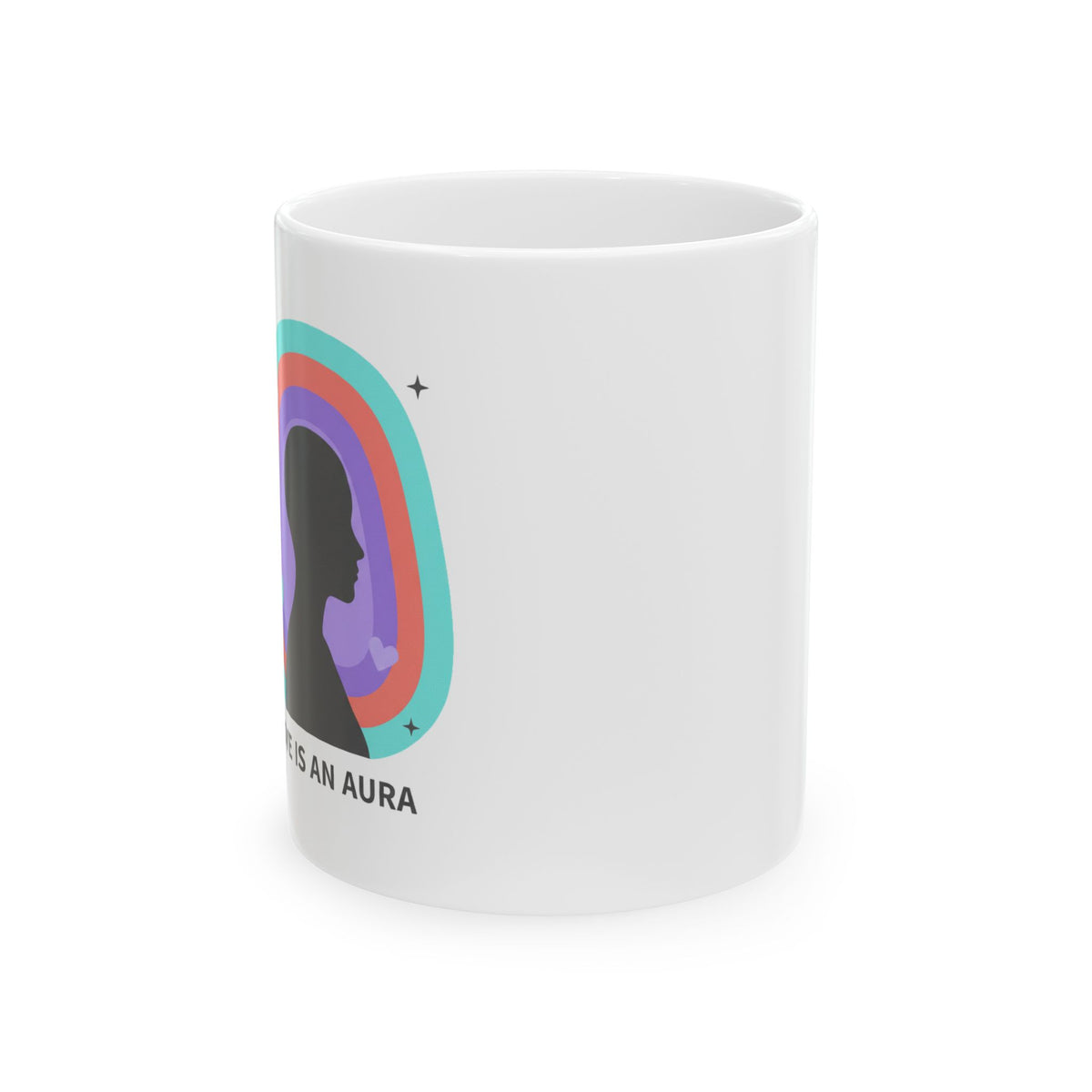 Aura Silhouette Heart Glow | 11oz Ceramic Coffee Mug for Self-Love | Valentine & Galentine Gift for Friends | Y2K Gradient