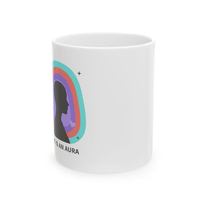 Aura Silhouette Heart Glow | 11oz Ceramic Coffee Mug for Self-Love | Valentine & Galentine Gift for Friends | Y2K Gradient