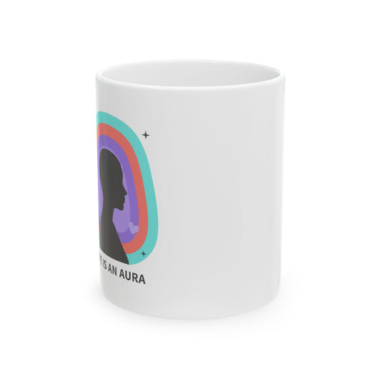 Aura Silhouette Heart Glow | 11oz Ceramic Coffee Mug for Self-Love | Valentine & Galentine Gift for Friends | Y2K Gradient