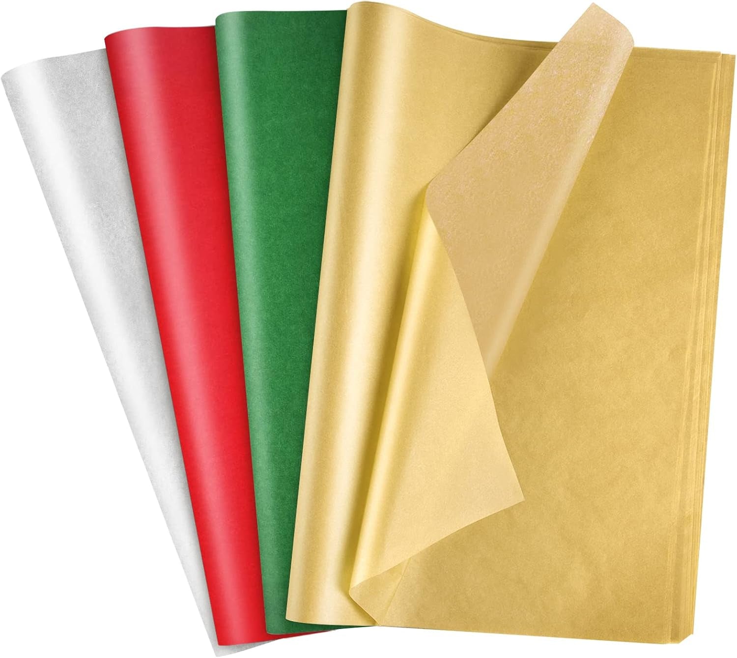 60 Sheets Christmas Tissue Paper Bulk 50 * 35Cm Red Green Gold and Silver Christmas Wrapping Paper for DIY and Craft Gift Bags Packaging Decorations