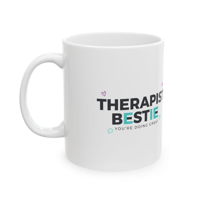 You’re Like My Therapist But Free | 11oz Ceramic Coffee Mug for Bestie | Galentine’s & Friend Gift | Minimal Y2K Valentine