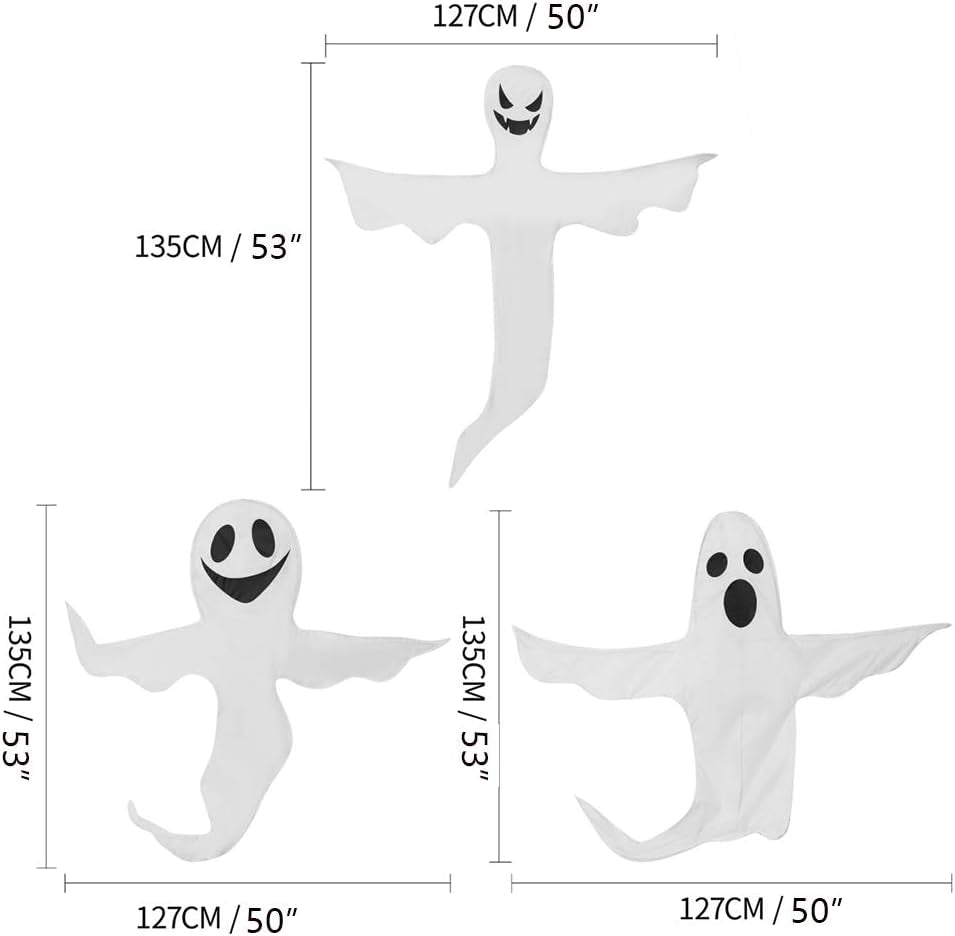 Peek a Boo Hanging Ghost 50" X 53" Large Spooky Outdoor Decoration for Halloween Party Lawn Patio Haunted House Props Supply