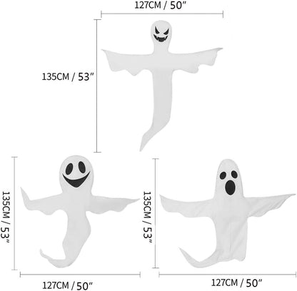 Peek a Boo Hanging Ghost 50" X 53" Large Spooky Outdoor Decoration for Halloween Party Lawn Patio Haunted House Props Supply
