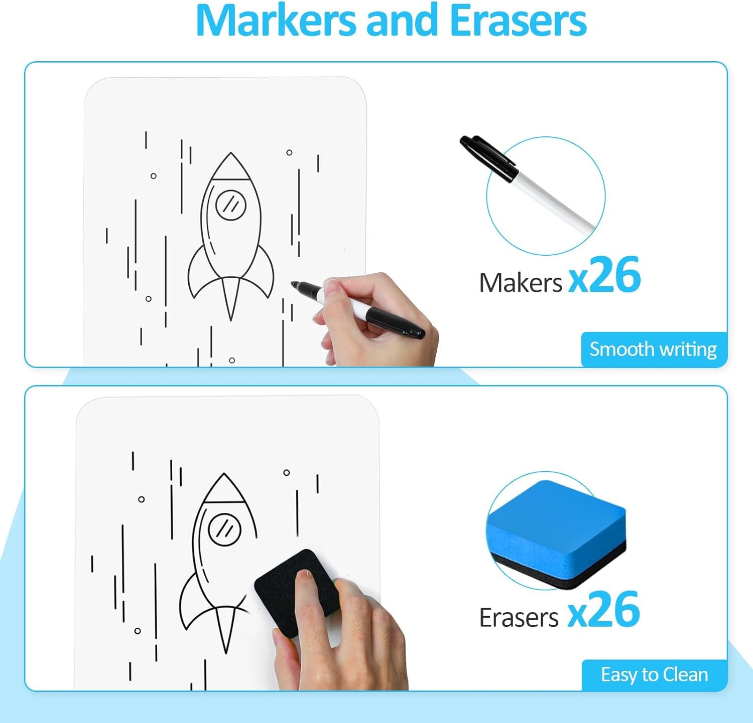 Dry Erase Lapboards,  36 Pack Double Sided 12.5 X 9 Inch Dry Erase Boards with 36 Erasers and 36 Markers, Whiteboards for Office Students Classroom Teacher Supplies