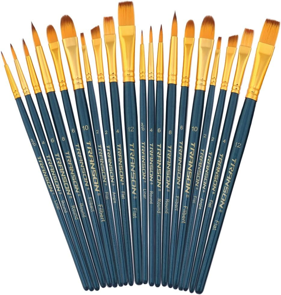 20Pcs Bulk Artist Painting Brush Set for Acrylic Watercolor Gouache Hobby Craft Face Rock Painting