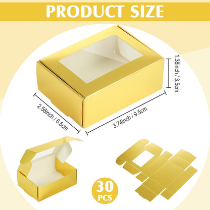 30 Pcs Soap Boxes for Homemade Soap Boxes Packaging Small Gift Box Mini Kraft Treat Boxes with Window Present Packaging Box for Bakery Candy Soap Making (Silver,3.5 X 2.4 X 1.2 Inch)