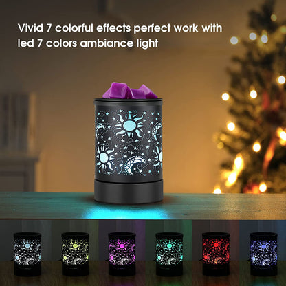 Electric Wax Warmer Scented Wax Warmer Wax Burner Oil Burner Candle Warmer Lamp with 7 Colorful LED Changing Cycle Light Reusable Silicone Tray for Home (Hummingbird Pattern)