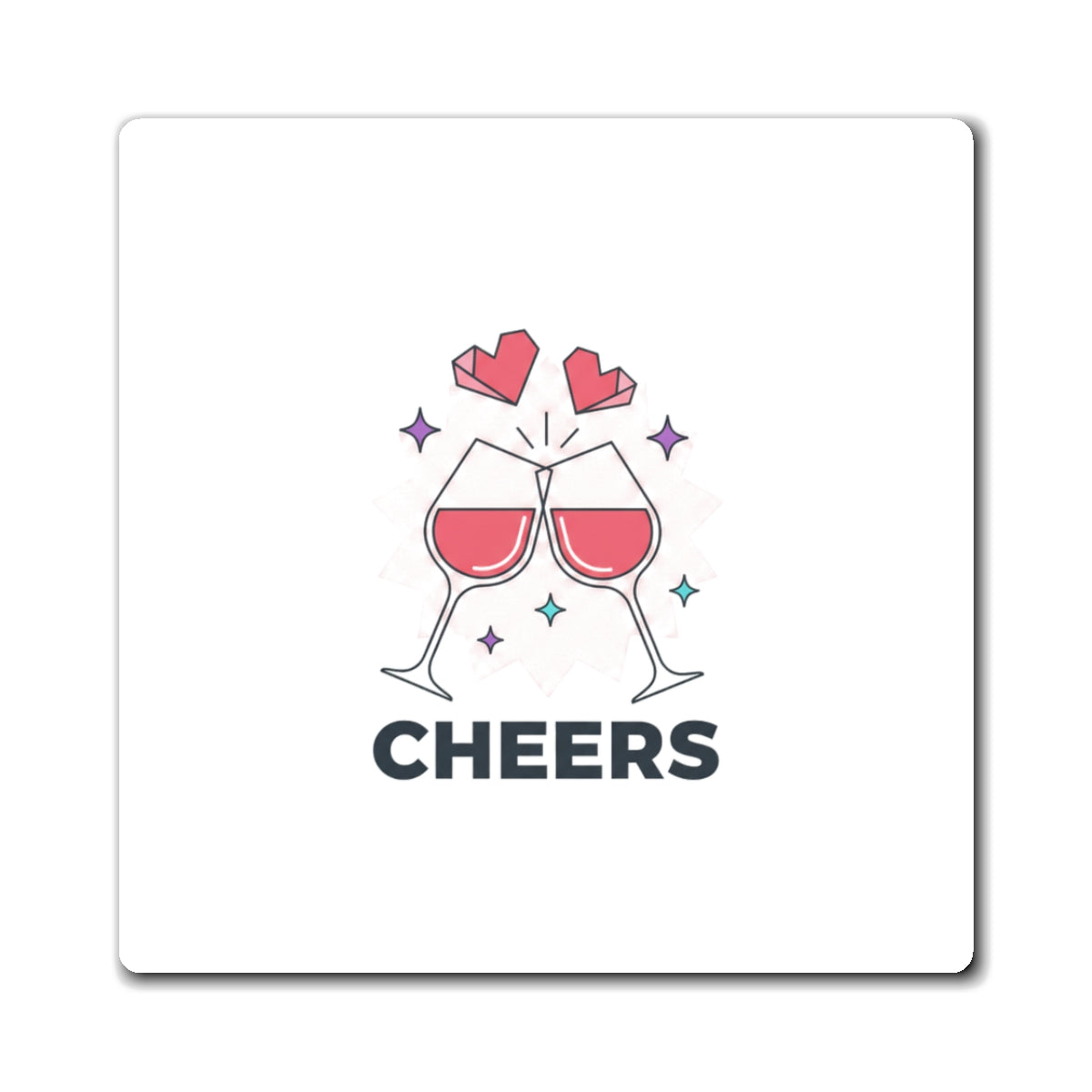 Wine Toast Heart Clink | Sublimation Fridge Magnet Set | Galentine’s & Valentine Gift for Friends/Couples | Y2K Aesthetic