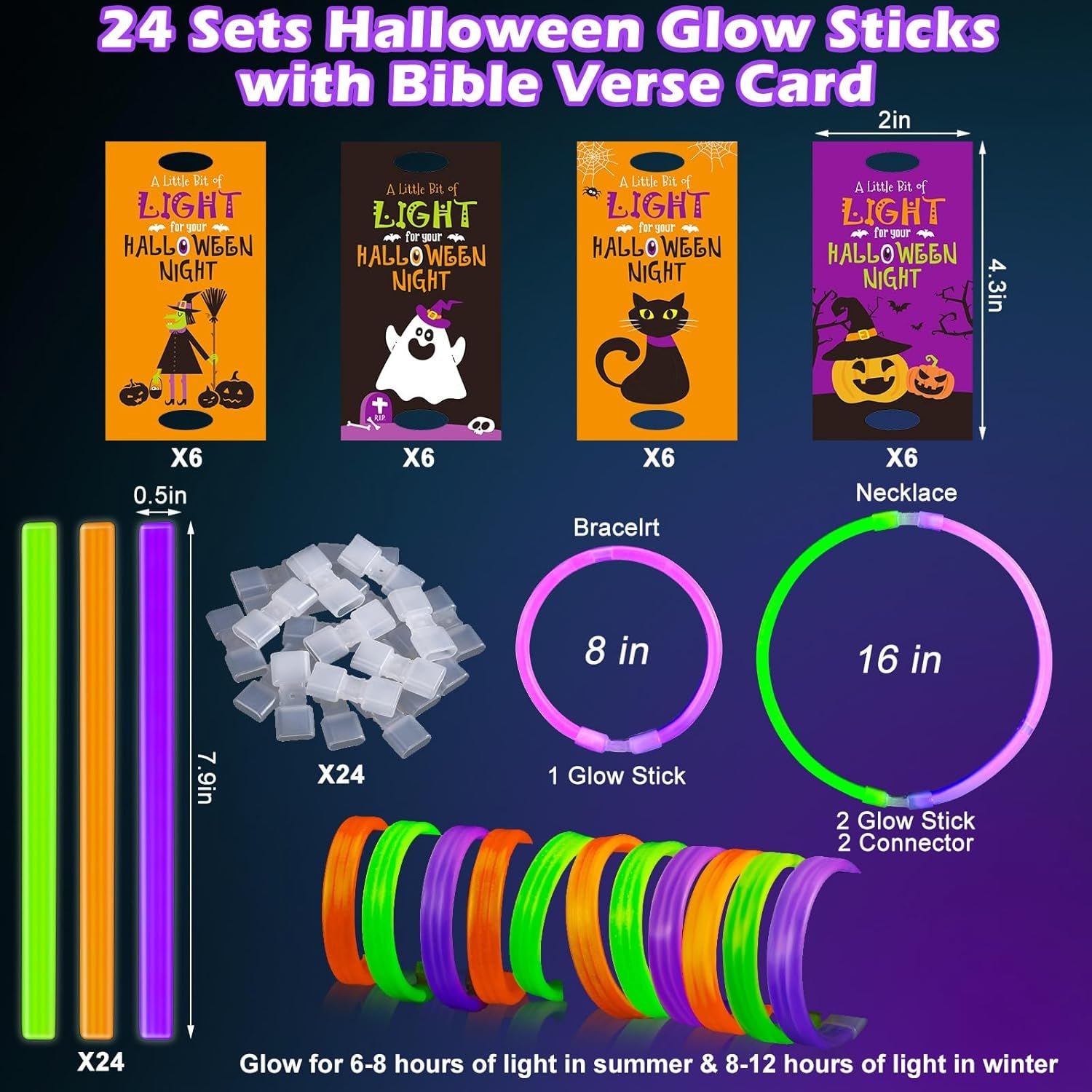 50 Sets Let Your Light Shine Cards with Glow Sticks Christmas Christian Gifts, Include 50 Glow Stick Gift Tag 100 Glow Stick for Church Religious Bible Verse VBS Sunday School Supplies