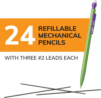 Xtra-Strong Thick Lead Mechanical Pencil, with Colorful Barrel Thick Point (0.9Mm), 24-Count Pack, with Erasers (MPLWP241)