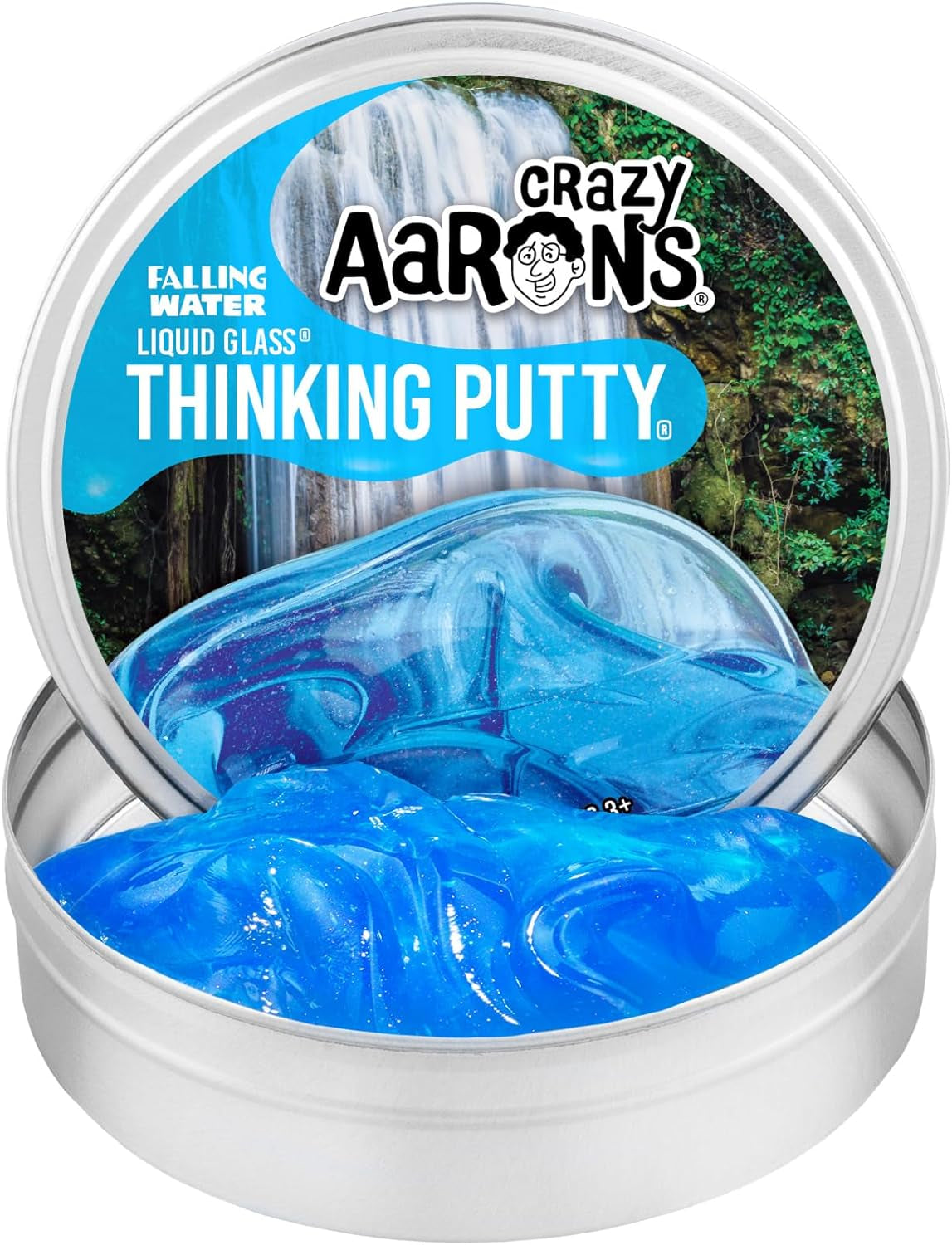 Transparent Thinking Putty - 4" Falling Water Liquid Glass See through Putty Tin - 90 Grams, Never Dries Out
