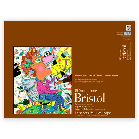 400 Series Bristol Paper Pad, Vellum Finish, 2-Ply, Tape Binding, 15 Sheet, 18x24 inch, 1 Count