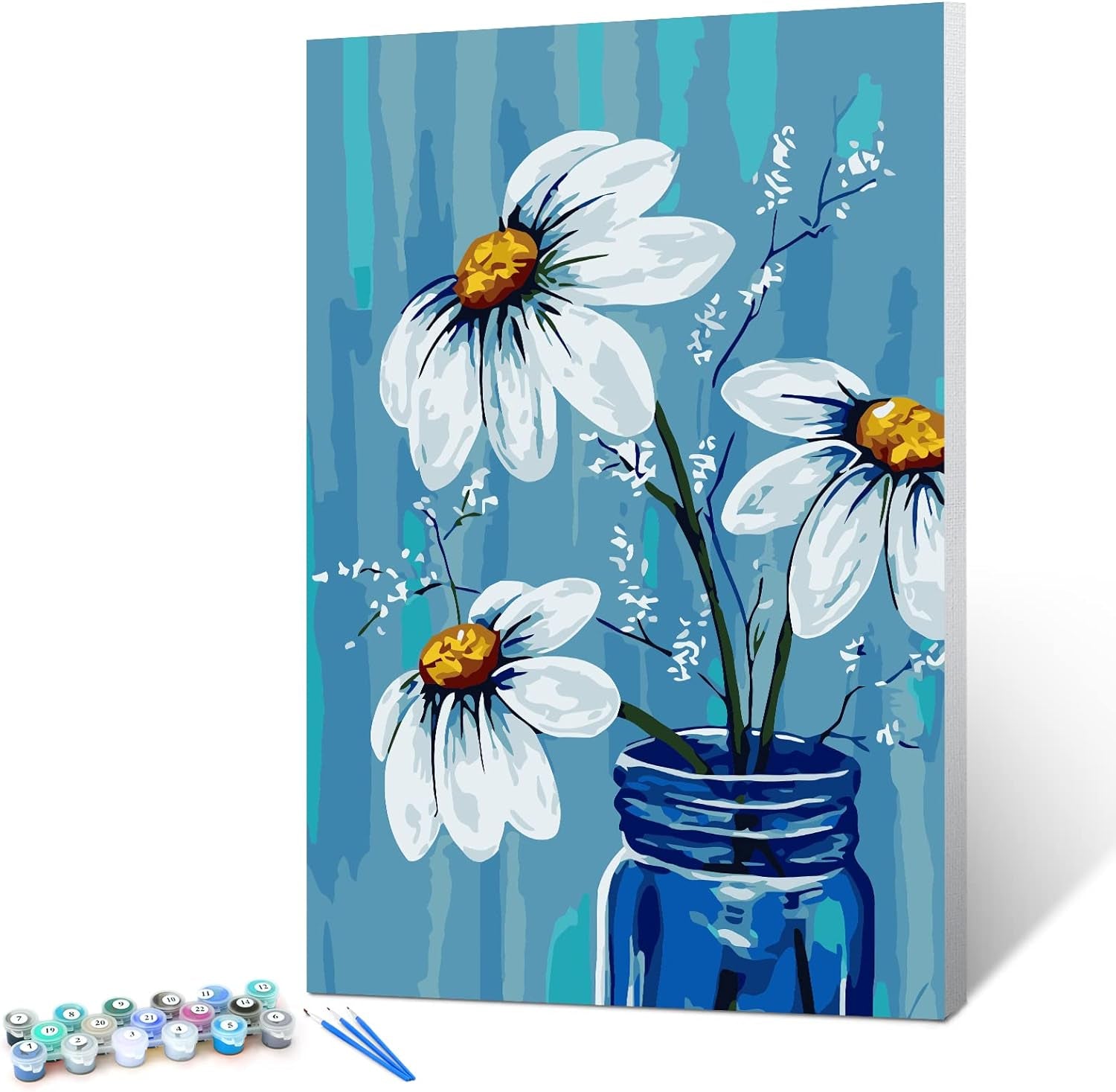 Paint by Numbers for Adults Beginner & Kids Ages 8-12 with Wooden Frame Easy Acrylic on Canvas 9X12 Inch with Paints and Brushes, Vase Flower(Include Framed)