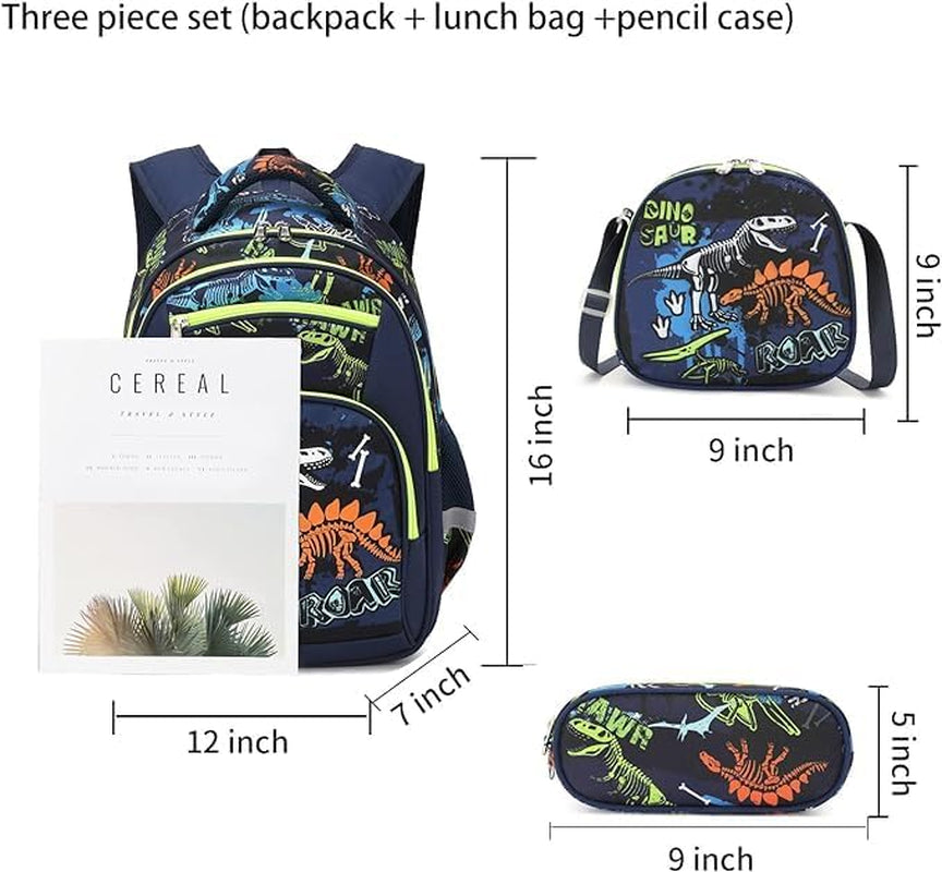 Backpack for Boys Girls School Bookbags,Kindergarten Elementary Middle School Lightweight Waterproof Multifunctional Large Capacity for Backpack (16 Inch Dinosaur Fun Prints)