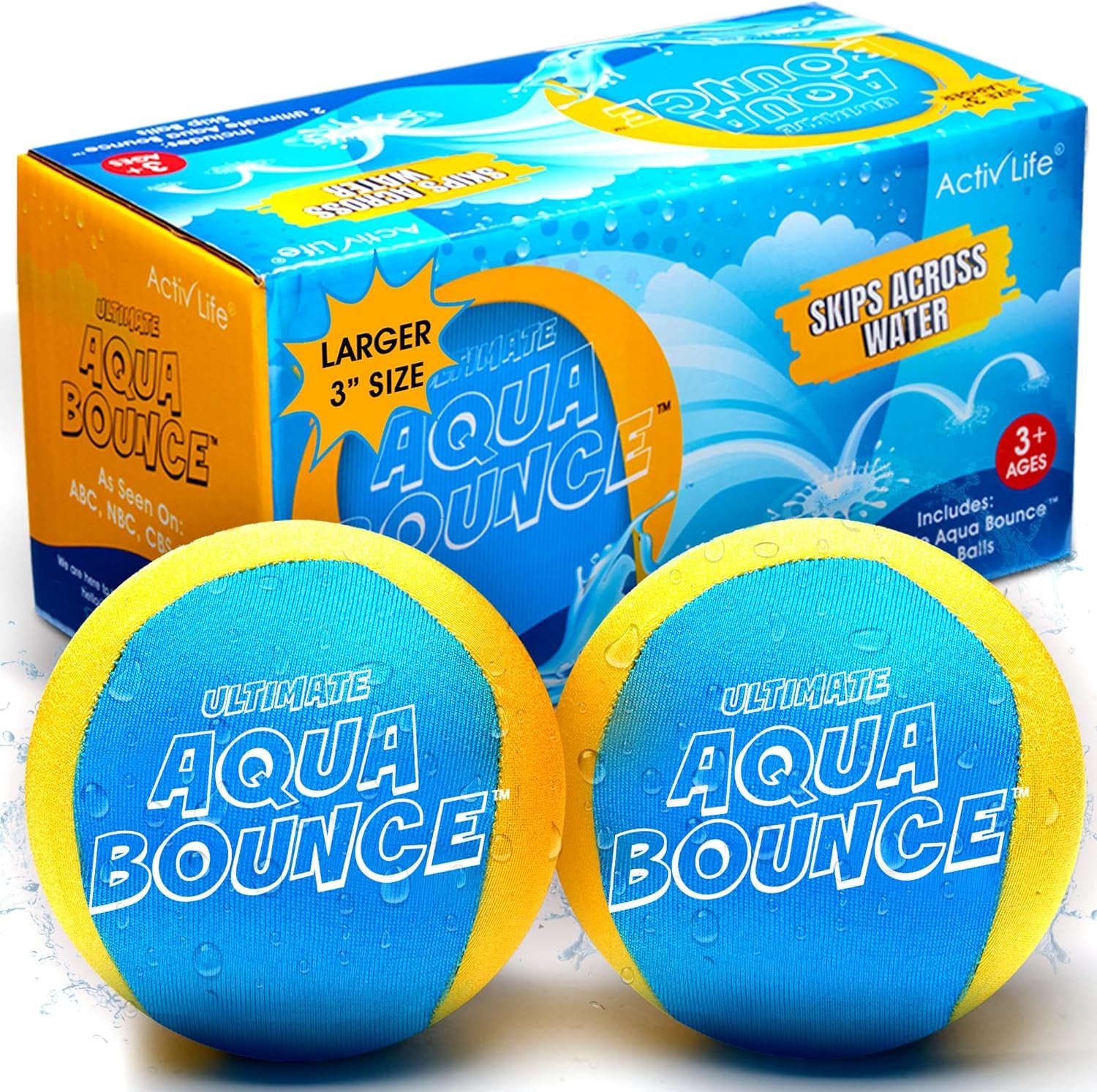 the Ultimate Larger 3” Size Skip Balls - Water Bouncing Ball, Beach Toys for Friends & Family, Pool Toys and Beach Must Have, Two Pack