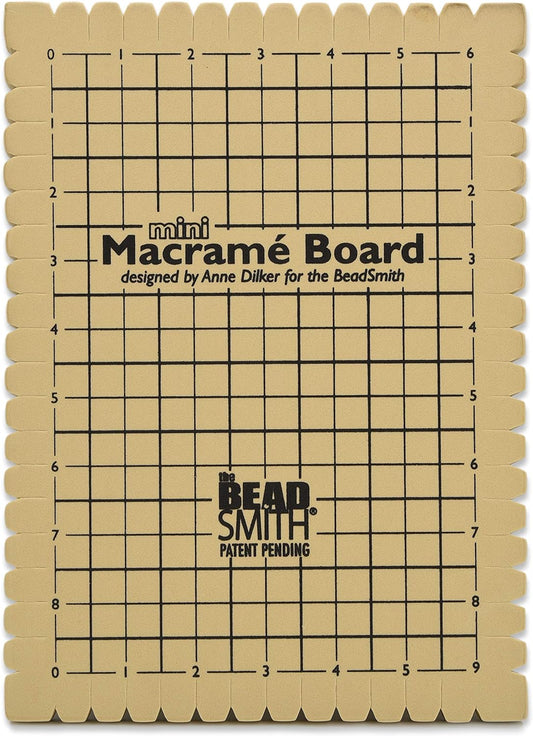 Mini Macrame Board, 7.5 X 10.5 Inches, 0.5-Inch-Thick Foam, 6 X 9" Grid for Measuring, Bracelet Project with Instructions Included, Create Macrame and Knotting Creations