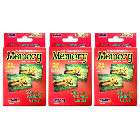 Photographic Memory Matching Game, Animals, Pack of 3