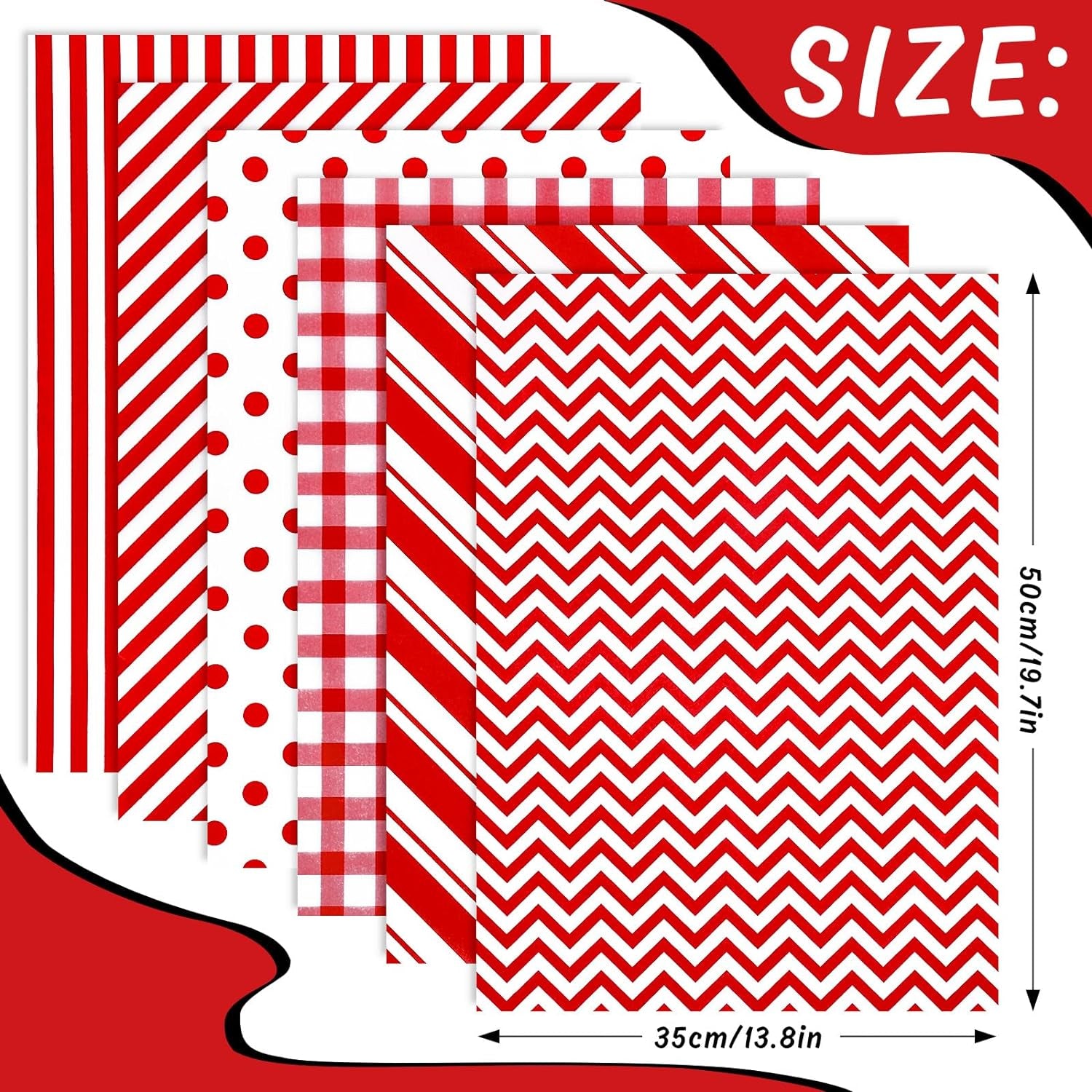 120 Sheets Minimalists Christmas Tissue Paper Plaids Dots Stripes Print Gift Wrapping Paper Red White Art Craft Paper for DIY Winter Xmas Wedding Anniversary Birthday Party Decor