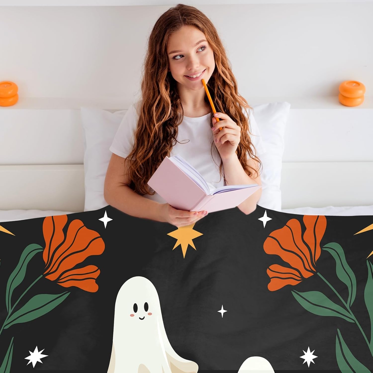 Halloween Blanket Halloween Decorations Gifts for Women Men Best Friend Ghost Gifts for Women Men Friendship Gifts for Women Best Friend Birthday Gift Funny Halloween Throw Blanket Christmas Valentine