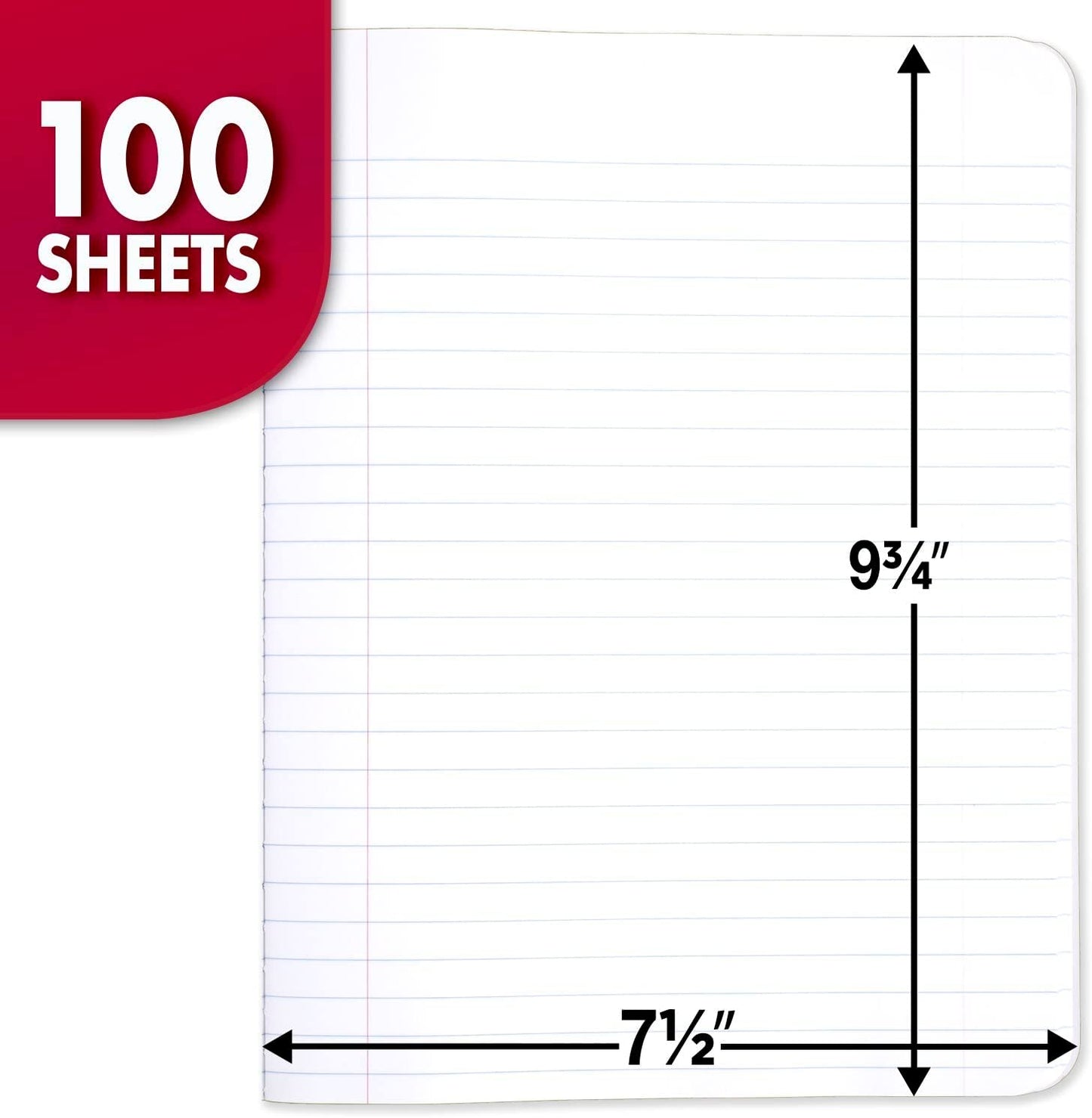 Composition Notebooks, Wide Ruled Paper, 100 Sheets, Comp Book, 5 Pack (72368)