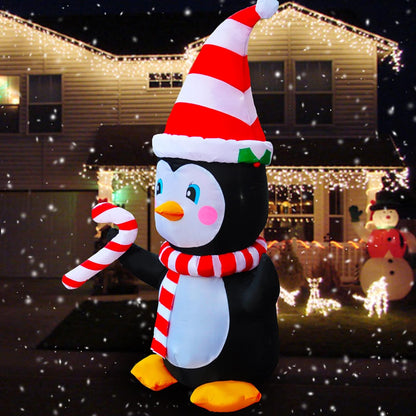 4 Ft LED Light up Inflatable Christmas Penguin with Scarf & Candy Decoration for Yard Lawn Garden Home Party Indoor Outdoor Holiday Xmas Decor