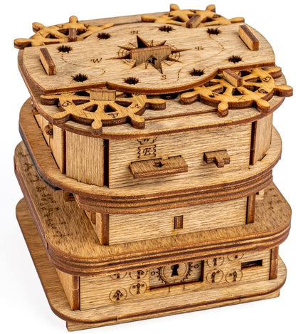 Cluebox - Davy Jones Locker - Escape Room Game - Puzzle Box - Gift Box - 3D Wooden Puzzle for Adults - Wooden Jigsaw - Brain Teaser - Birthday Gift Gadget for Men - Money Box