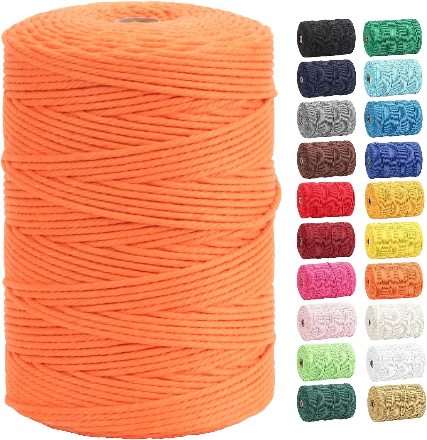 Macrame Cord,  100% Natural Cotton Rope 3Mm X 328 Yards 4 Strand Twisted Macrame Rope Cotton Twine String for DIY Crafts Knitting Dream Catcher Plant Hanger Wedding Decor