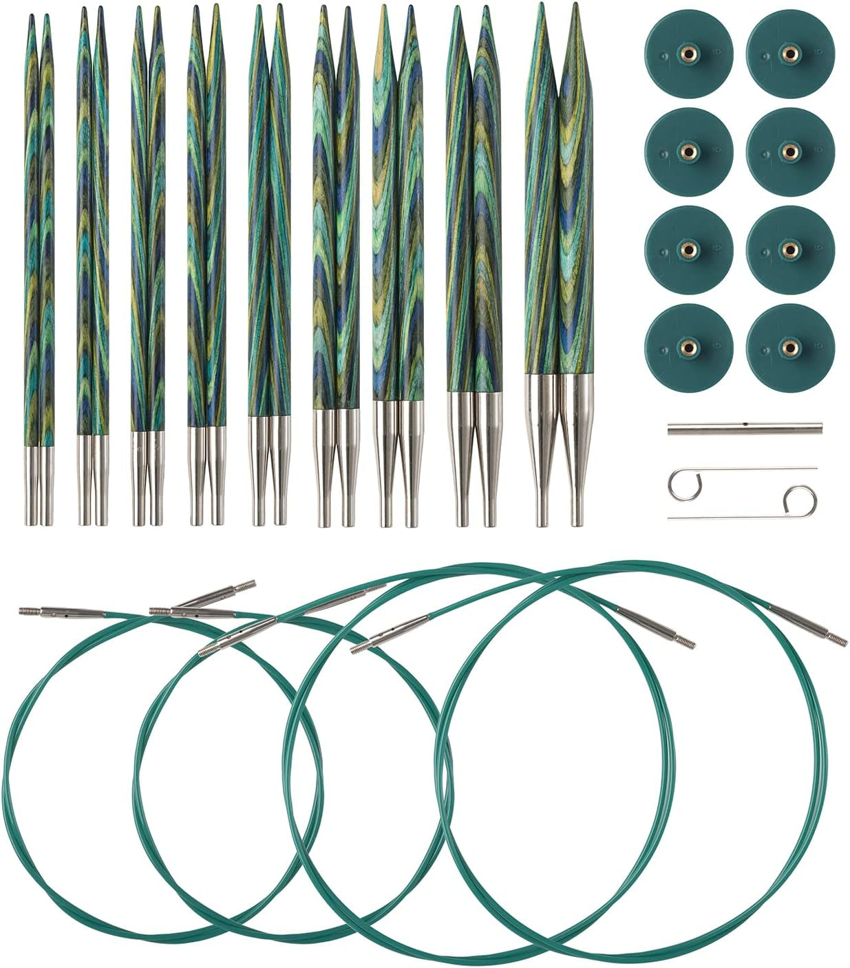 Options Wood Interchangeable Knitting Needle Set - US 4-11 (Rainbow)