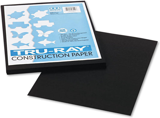 Pacon 103029  Construction Paper, 76 Lbs., 9 X 12, Black, 50 Sheets/Pack