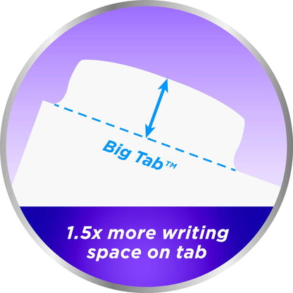 Big Tab Write & Erase Durable Plastic Dividers for 3 Ring Binders, 8-Tab Set, Bright Multicolor, 1 Set (16130)