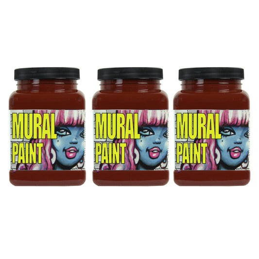 Mural Paint, Pint, Dirt (Burnt Sienna), Pack of 3