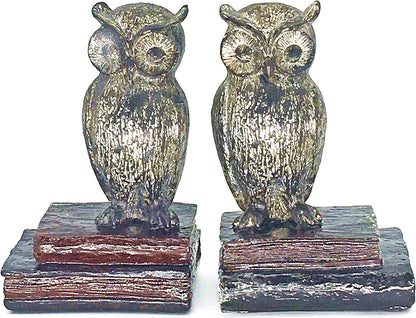 Decorative Bookends Owl Wide Eyed Rustic Retro Shabby Chic Unique Book Ends Birds Boho Farmhouse Home Decoration Office Library Shelves Stoppers Holder Nonskid Scholastic Kids Vintage